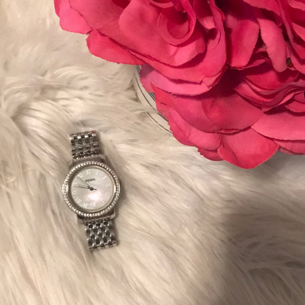 Silver Fossil Watch